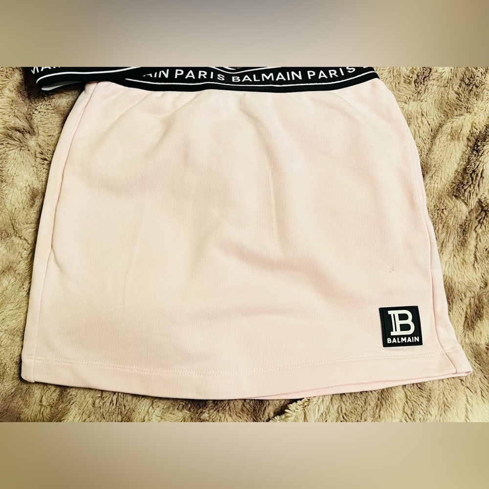 BALMAIN-Kids logo-patch cotton SKIRT